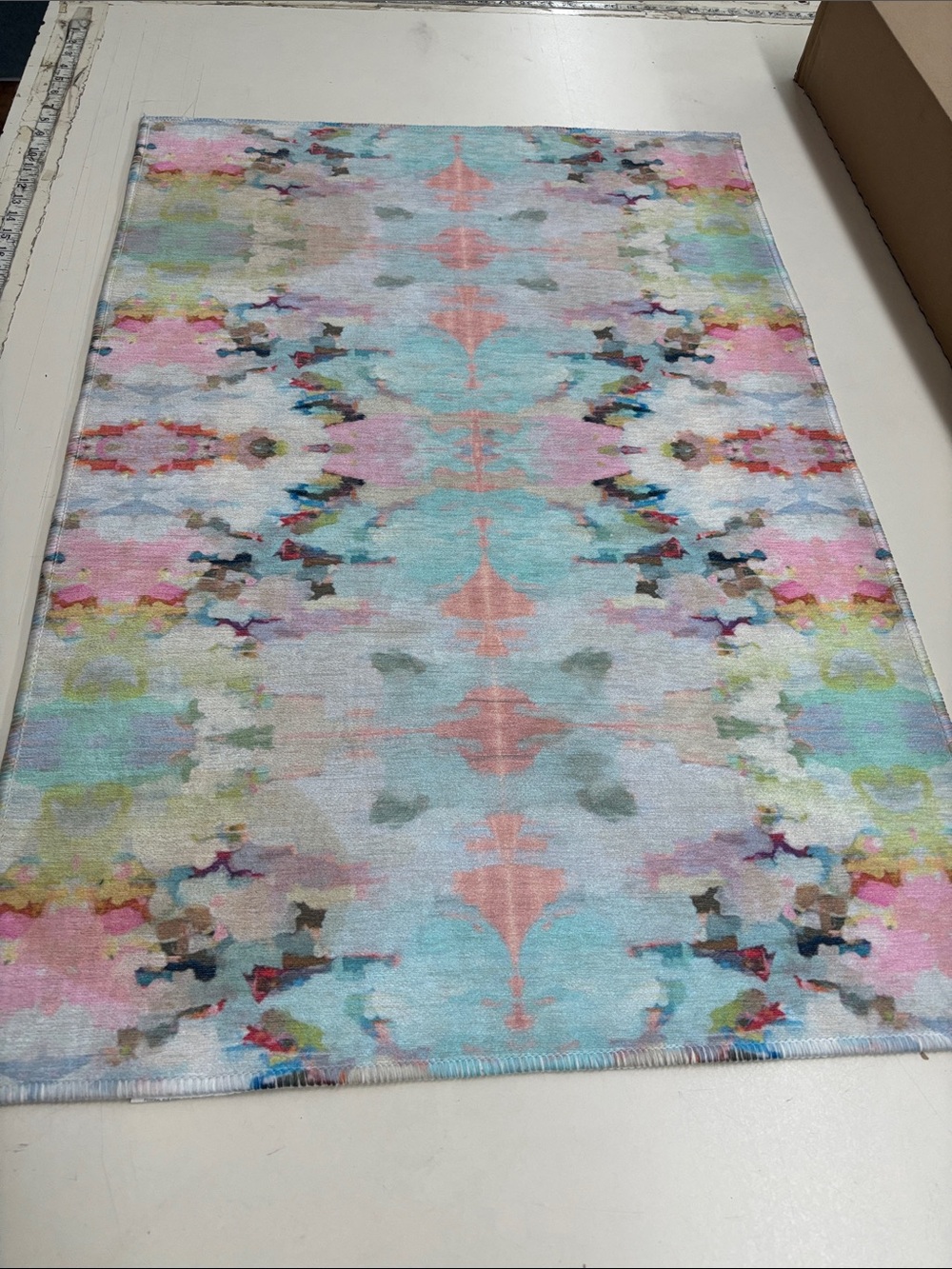 Laura Park Designs Abstract Accent Door Mat in Pink, Blue, Green and Cream